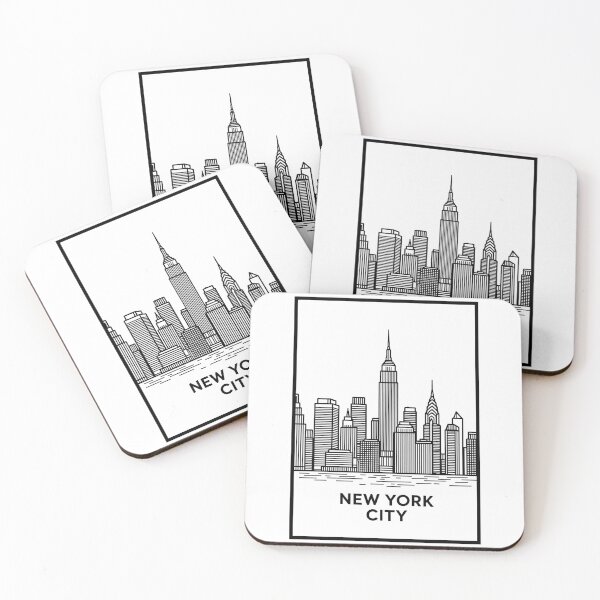 Item preview, New York City Travel Illustration Line Art designed and sold by Stripe Wall Studio.
