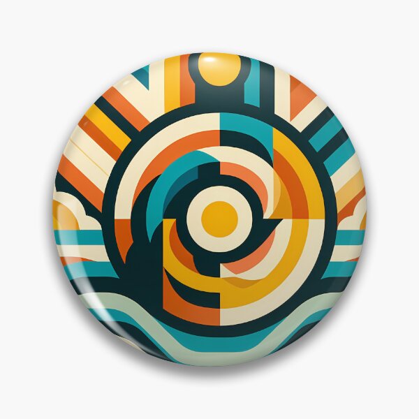 Item preview, Retro Geometric Sun and Waves designed and sold by InkSmithery.