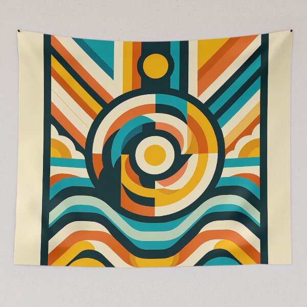 Item preview, Retro Geometric Sun and Waves designed and sold by InkSmithery.