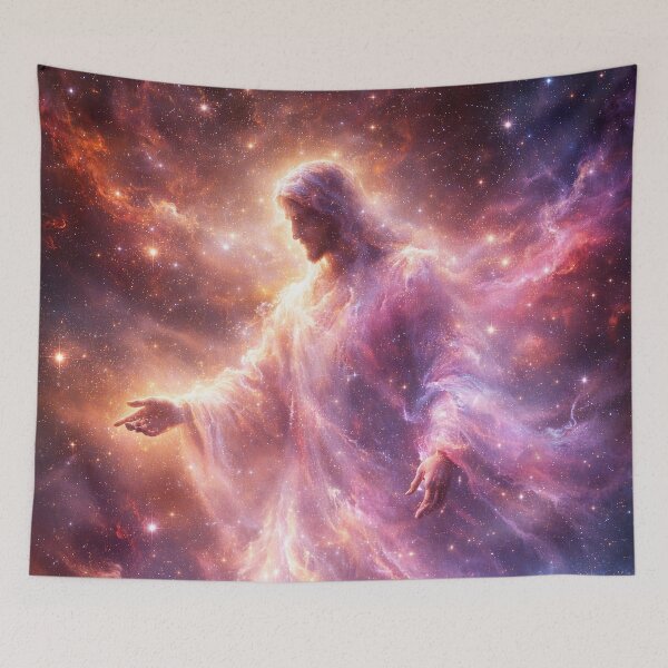 Item preview, Cosmic Jesus Christ Nebula – Christian Faith Space Art Wallpaper designed and sold by ImaginingNebulae.