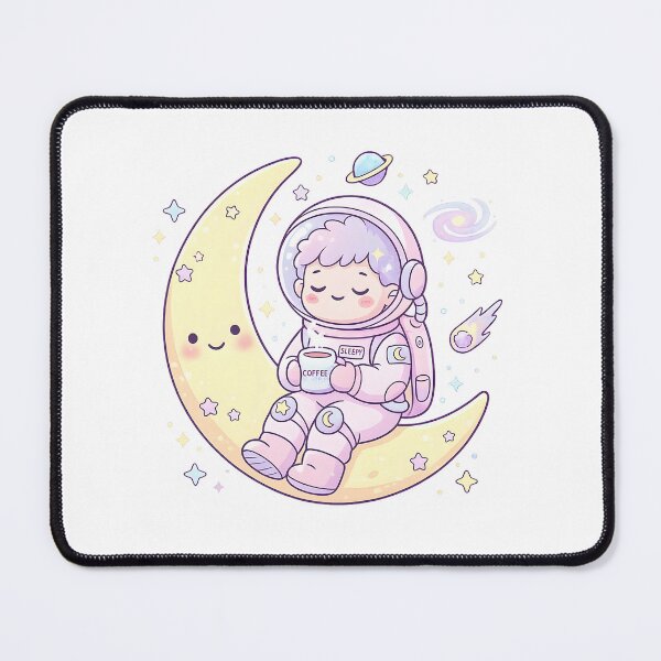Item preview, Cute Pastel Astronaut Drinking Coffee on Moon – Kawaii Space Aesthetic Sticker designed and sold by MCV-Designs.