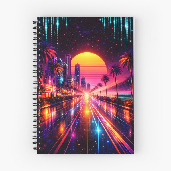 Item preview, Neon Miami Palms - Retro Synthwave Summer Sunset Cityscape designed and sold by Tw1nsAIArt.