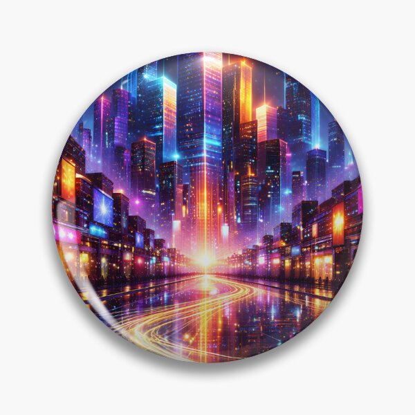 Item preview, Cyber Neon Metropolis - Futuristic Night Cityscape designed and sold by Tw1nsAIArt.