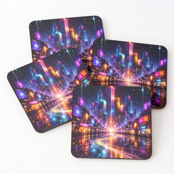 Item preview, Cyber Neon Metropolis - Futuristic Night Cityscape designed and sold by Tw1nsAIArt.