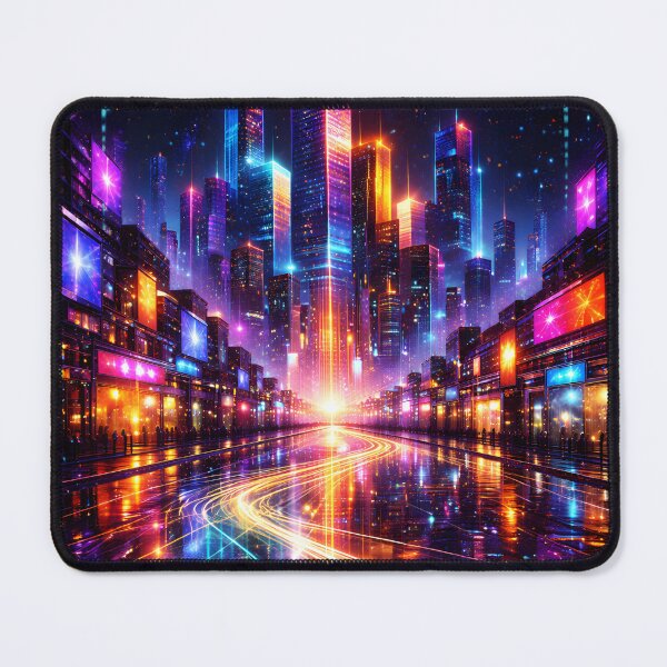 Item preview, Cyber Neon Metropolis - Futuristic Night Cityscape designed and sold by Tw1nsAIArt.