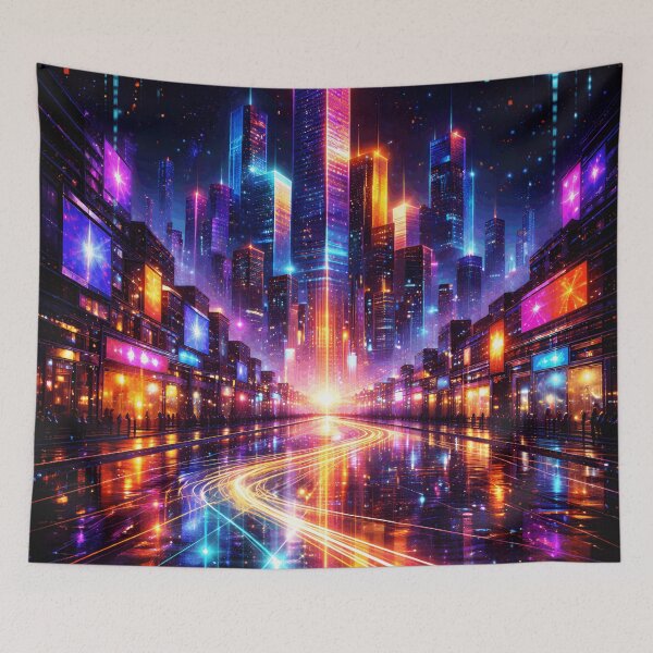 Item preview, Cyber Neon Metropolis - Futuristic Night Cityscape designed and sold by Tw1nsAIArt.