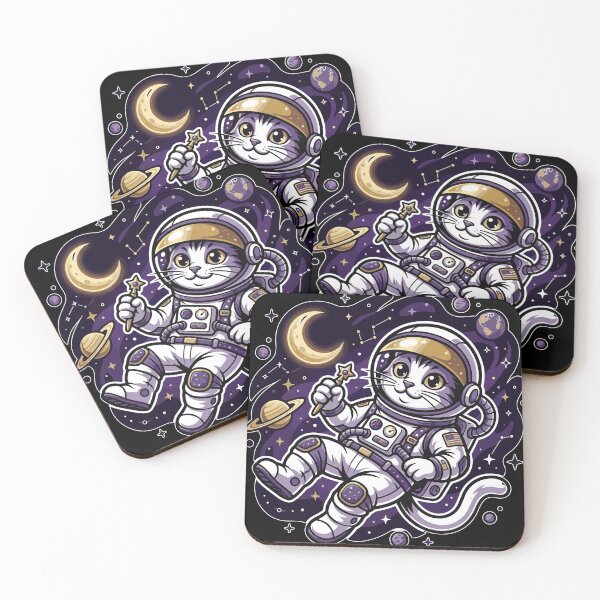Item preview, Cute Astronaut Cat Floating in Cosmic Space Mascot designed and sold by AmazingEG.