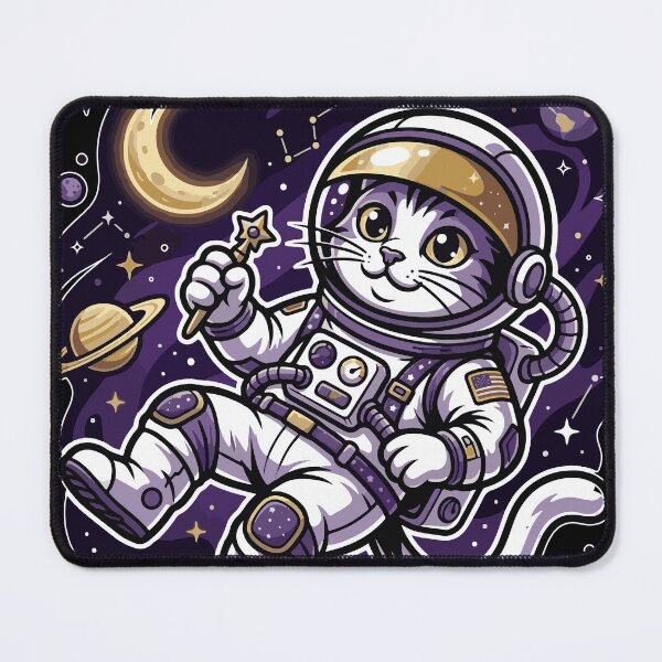 Item preview, Cute Astronaut Cat Floating in Cosmic Space Mascot designed and sold by AmazingEG.