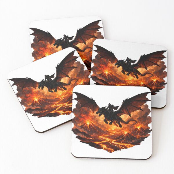 Item preview, Dark Dragon Rider Over Volcanic Landscape designed and sold by Silentbow.