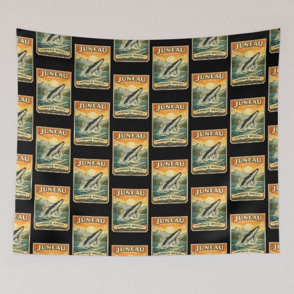 Item preview, Vintage Juneau Alaska Humpback Whales Scenic Whale Travel designed and sold by ElLocoMus.