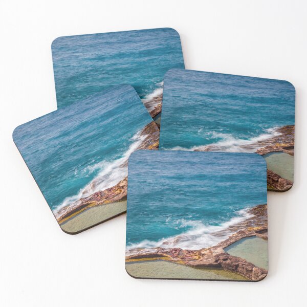 Item preview, Rocky Coast Tide Pools With Turquoise Ocean Waves Crashing Along a Coastal Shoreline designed and sold by Nmallia.