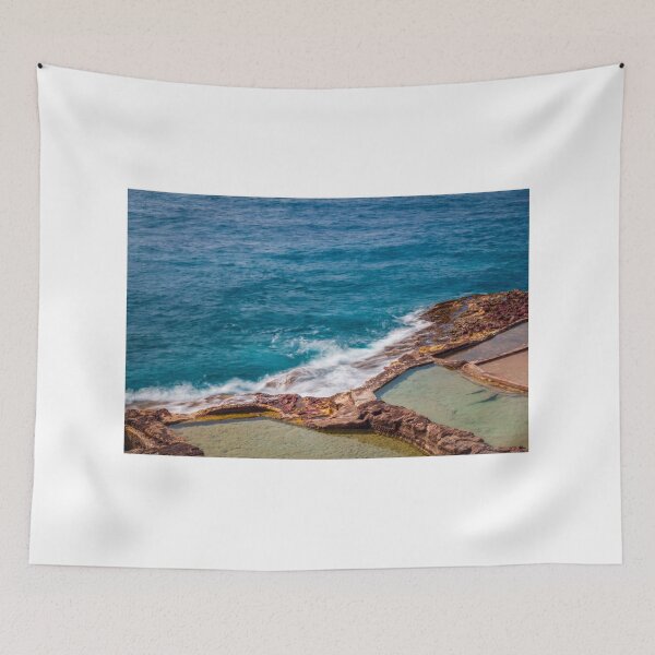 Item preview, Rocky Coast Tide Pools With Turquoise Ocean Waves Crashing Along a Coastal Shoreline designed and sold by Nmallia.