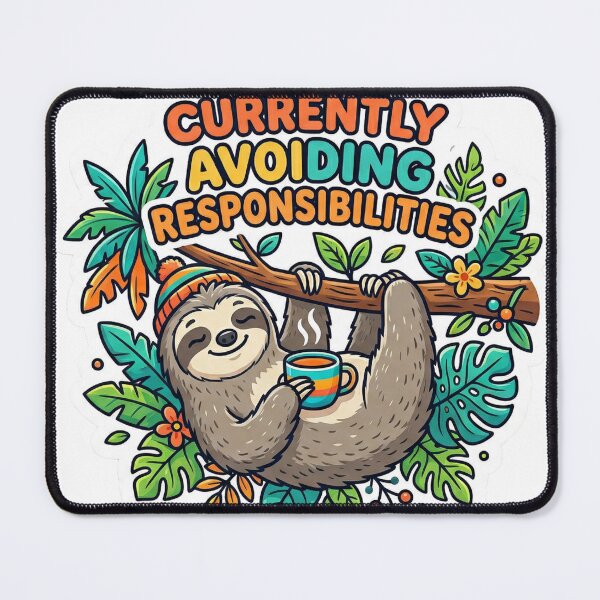 Item preview, Funny Sloth Avoiding Responsibilities - Cute Tropical Coffee Lover Sticker designed and sold by WildSays.
