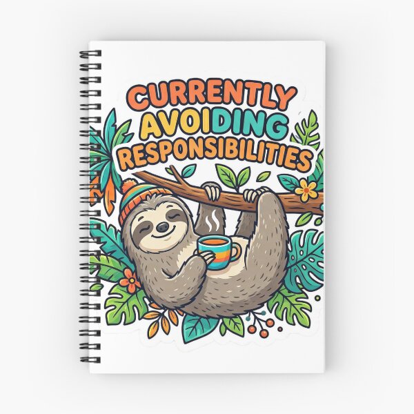 Item preview, Funny Sloth Avoiding Responsibilities - Cute Tropical Coffee Lover Sticker designed and sold by WildSays.