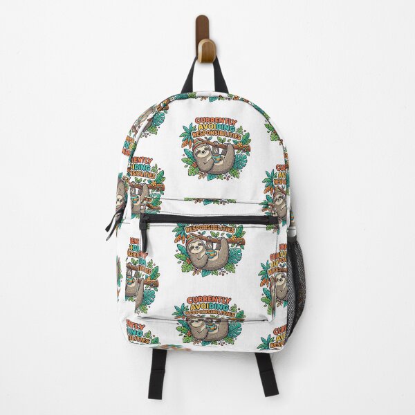 Item preview, Funny Sloth Avoiding Responsibilities - Cute Tropical Coffee Lover Sticker designed and sold by WildSays.