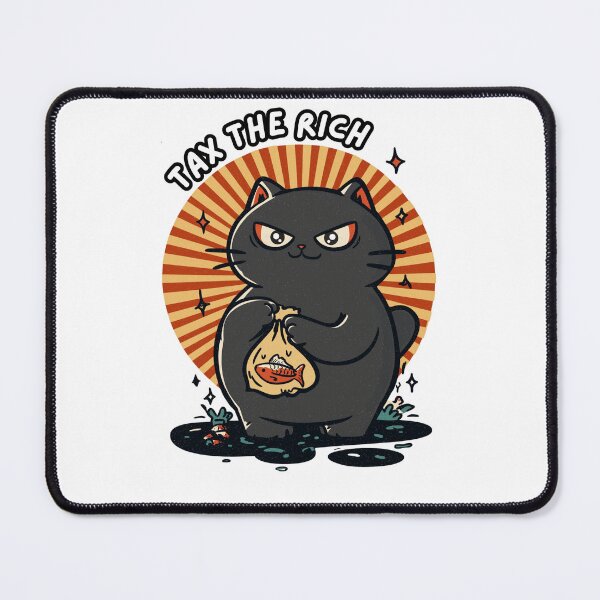 Item preview, Tax The Rich Greedy Black Cat With Fish Funny Political Cat Design designed and sold by Region.