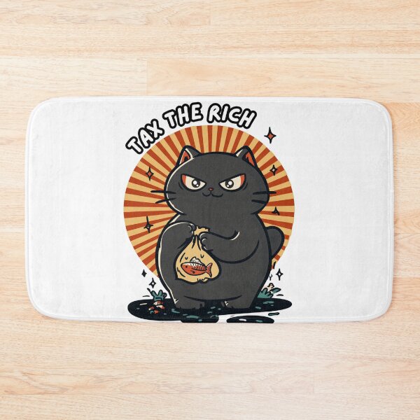 Item preview, Tax The Rich Greedy Black Cat With Fish Funny Political Cat Design designed and sold by Region.