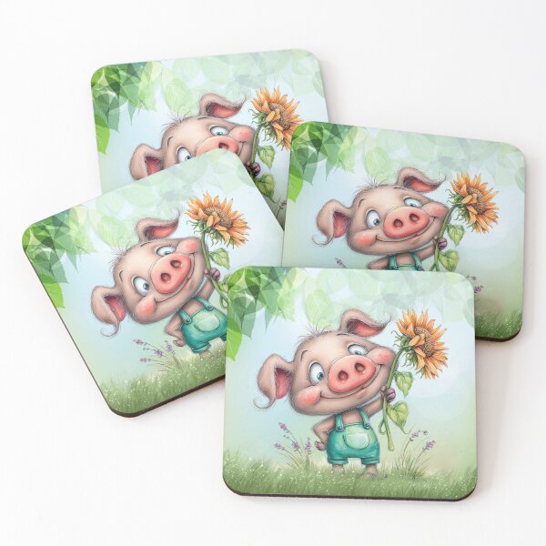 Item preview, Little Boy Piggy with Sunflower designed and sold by SalonOfArt.