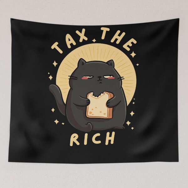 Item preview, Tax The Rich Broke Black Cat Eating Bread Funny Anti Capitalism Cat designed and sold by Region.