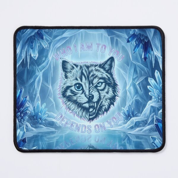 Item preview, Who I Am To You Cat Wolf Split Face Cool Blue designed and sold by MarCinu Art.