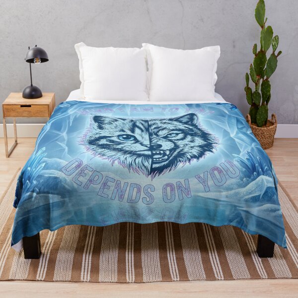 Item preview, Who I Am To You Cat Wolf Split Face Cool Blue designed and sold by MarCinu Art.
