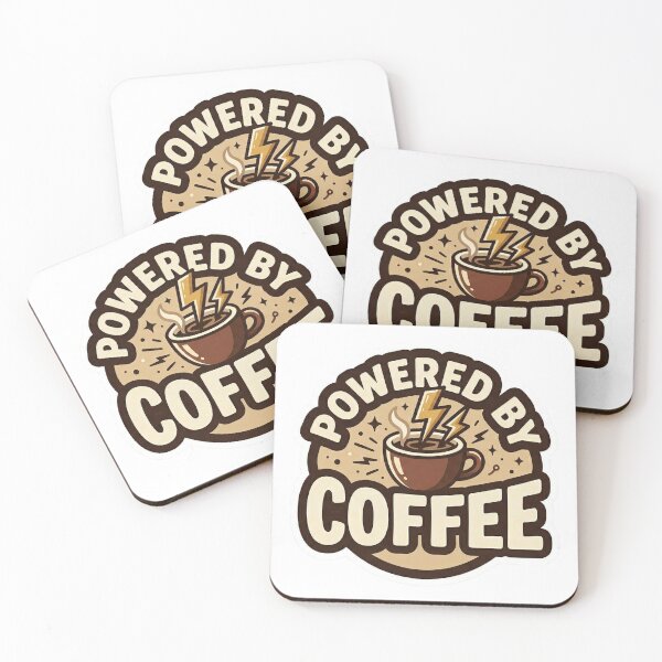 Item preview, Powered by Coffee Funny Retro Caffeine Energy Sticker designed and sold by WildSays.