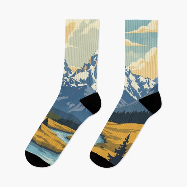 Item preview, Grand Teton National Park Travel Art Illustration designed and sold by Stripe Wall Studio.