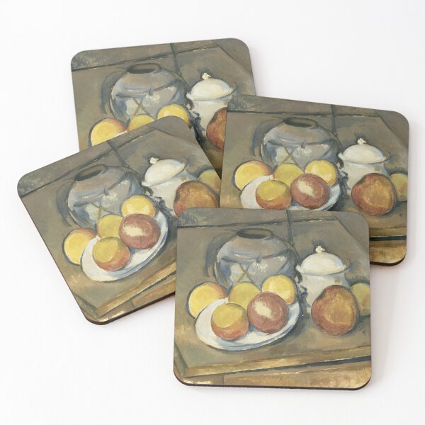 Item preview, Straw Trimmed Vase Sugar Bowl and Apples by Paul Cézanne: Post Impressionist Still Life designed and sold by artofuniverse.