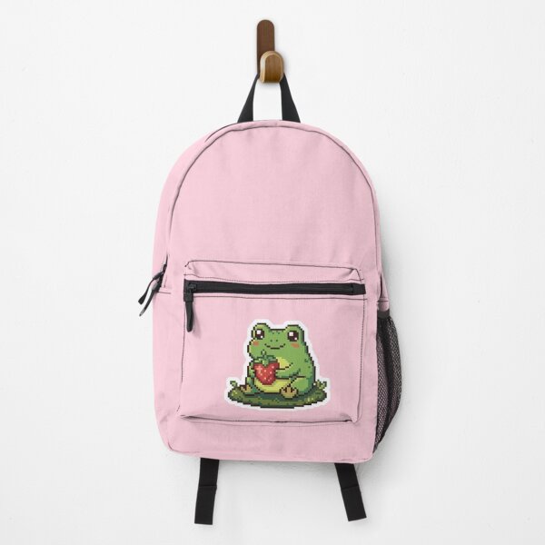 Item preview, Cute Kawaii Pixel Art Frog with Strawberry designed and sold by PixelAlchemyHQ.