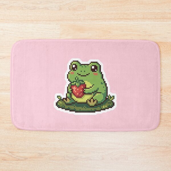 Item preview, Cute Kawaii Pixel Art Frog with Strawberry designed and sold by PixelAlchemyHQ.