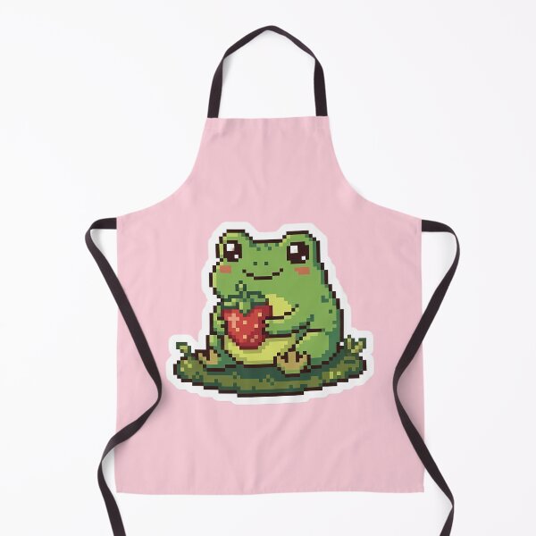 Item preview, Cute Kawaii Pixel Art Frog with Strawberry designed and sold by PixelAlchemyHQ.