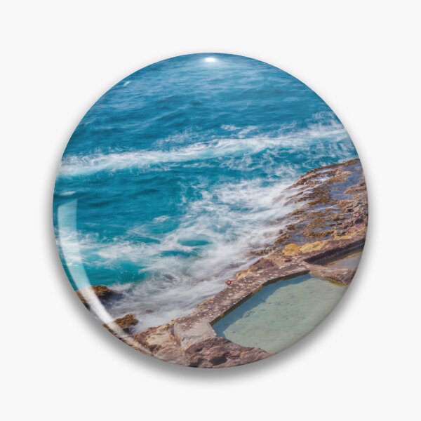 Item preview, Turquoise Ocean Waves Crashing Against Rocky Coast With Natural Rock Pools and Tidal Pools designed and sold by Nmallia.