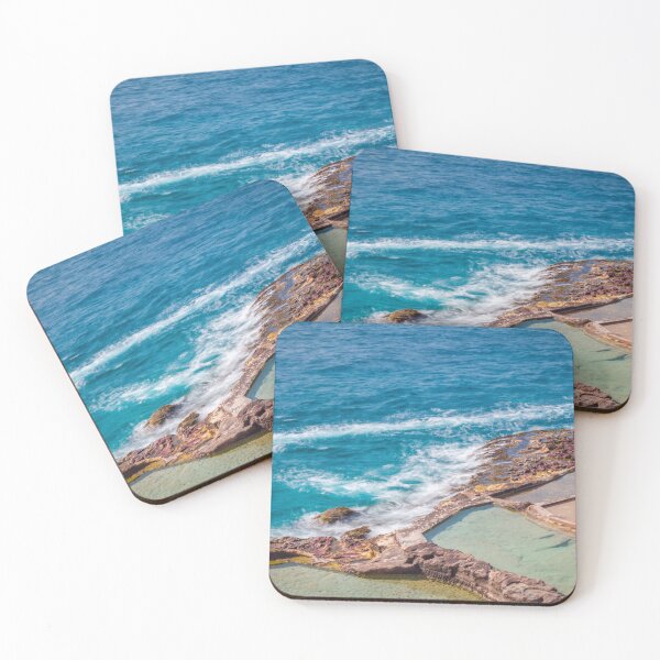 Item preview, Turquoise Ocean Waves Crashing Against Rocky Coast With Natural Rock Pools and Tidal Pools designed and sold by Nmallia.