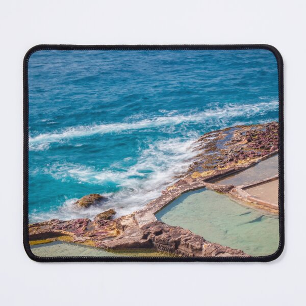 Item preview, Turquoise Ocean Waves Crashing Against Rocky Coast With Natural Rock Pools and Tidal Pools designed and sold by Nmallia.