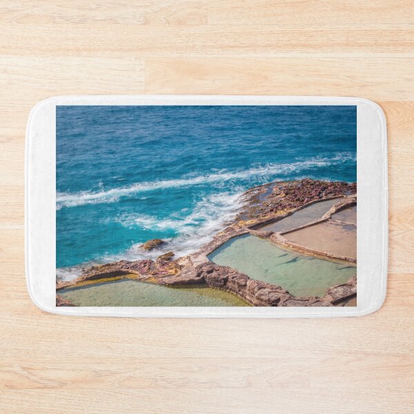 Item preview, Turquoise Ocean Waves Crashing Against Rocky Coast With Natural Rock Pools and Tidal Pools designed and sold by Nmallia.