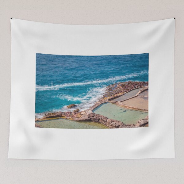 Item preview, Turquoise Ocean Waves Crashing Against Rocky Coast With Natural Rock Pools and Tidal Pools designed and sold by Nmallia.