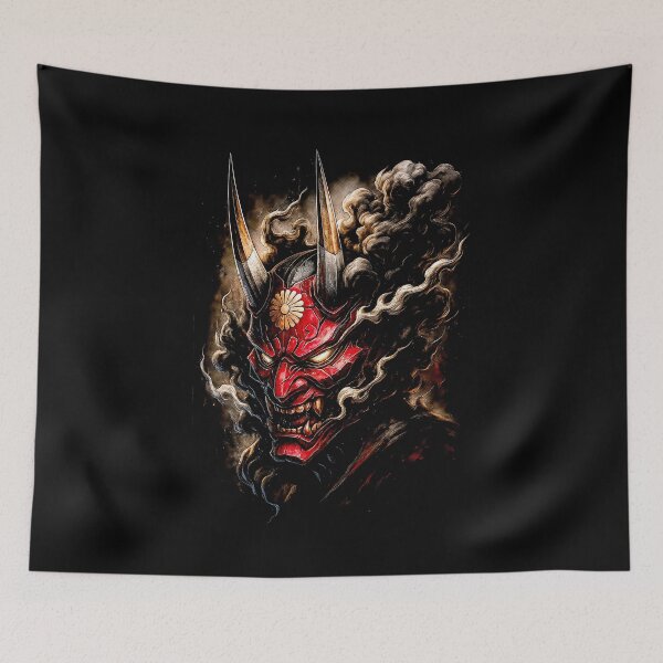 Item preview, Red Oni Demon Mask — Japanese Tattoo Style T-Shirt designed and sold by PSYNOVA.