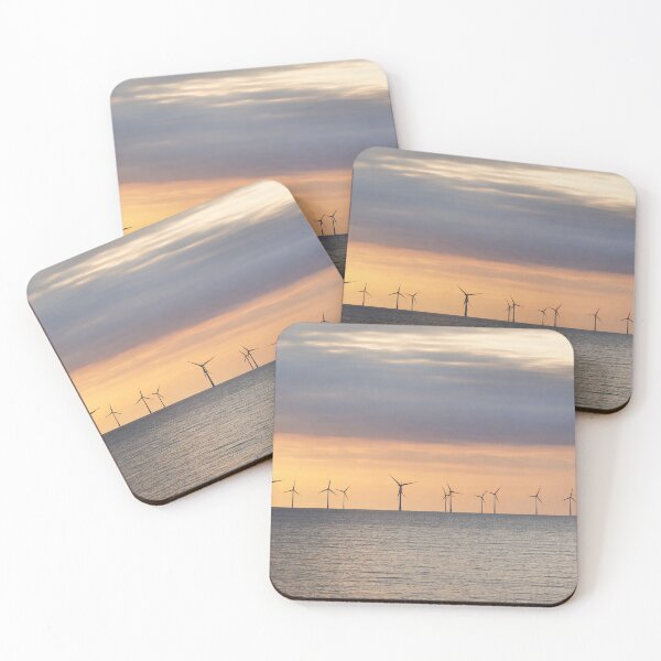 Item preview, Offshore Wind Farm at Sunset – Ocean Wind Turbines Renewable Energy Landscape designed and sold by chihuahuashower.
