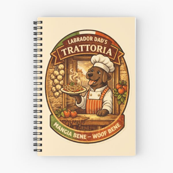 Item preview, Labrador Dad's Trattoria | Chocolate Lab Chef Vintage Badge | Mangia Bene Woof Bene Funny Dog Gift designed and sold by PawPrintCustom.