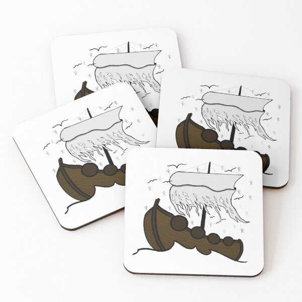 Item preview, Viking ship with Birds and Symbols designed and sold by UnbarredRabbit Designs.