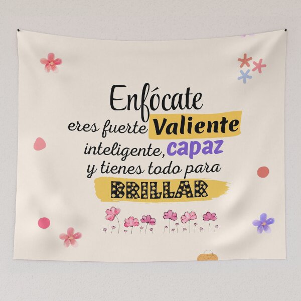 Item preview, Inspirational Spanish Quote: Strong, Brave, and Bright designed and sold by Nubesss.