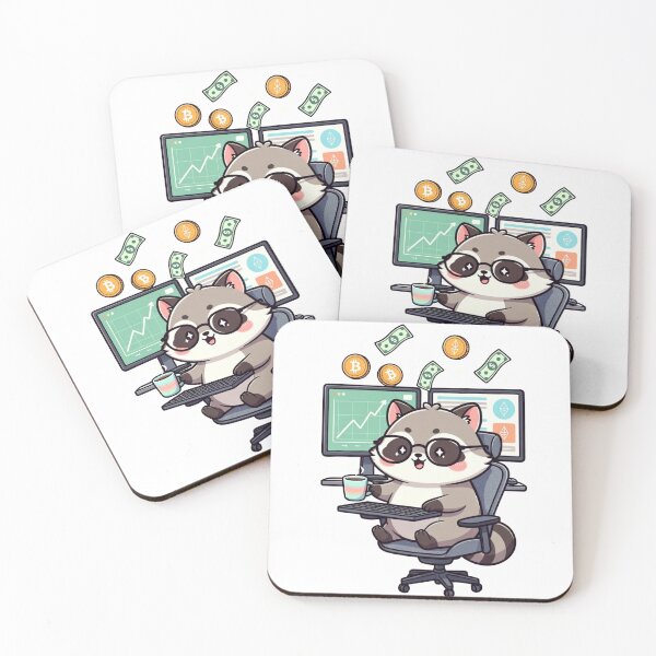Item preview, Cute Crypto Trader Raccoon – Bitcoin & Ethereum Work From Home Design designed and sold by ZYNORAworld.