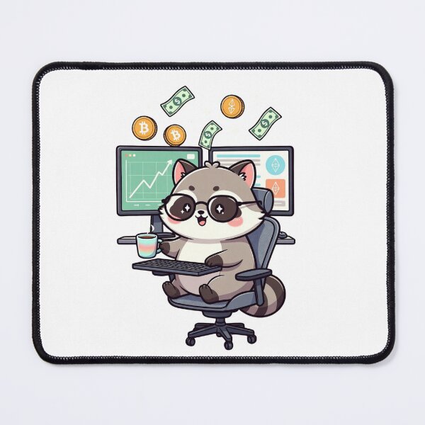 Item preview, Cute Crypto Trader Raccoon – Bitcoin & Ethereum Work From Home Design designed and sold by ZYNORAworld.