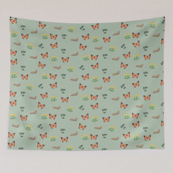 Item preview, Butterfly Caterpillar Flowers Leafs Spring Stickers Prints Posters Wall Art Magnet Home Coffee Cup Decoration TShirt Stationary Notebook Magnet Hat Kitchen Work School Office Redbubble Shop designed and sold by Saritas Boutique Shop.