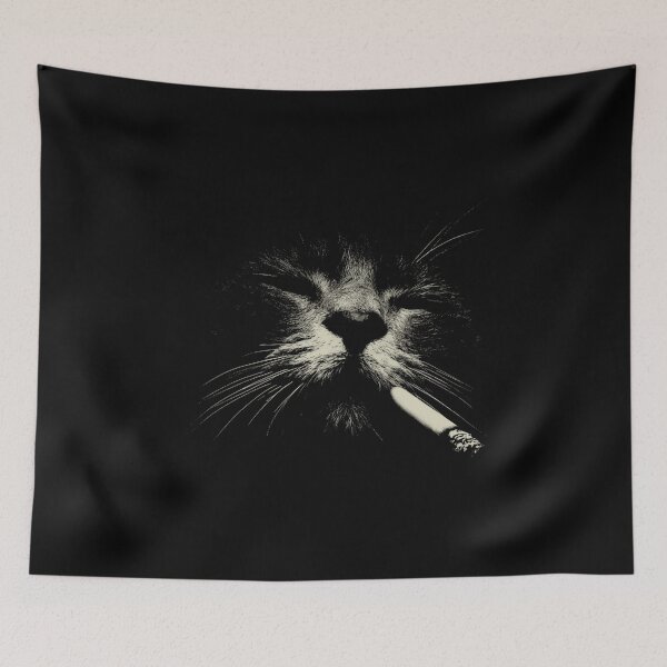 Item preview, Gray Cat Smoking Cigarette Low Key Portrait designed and sold by k3rstman1.