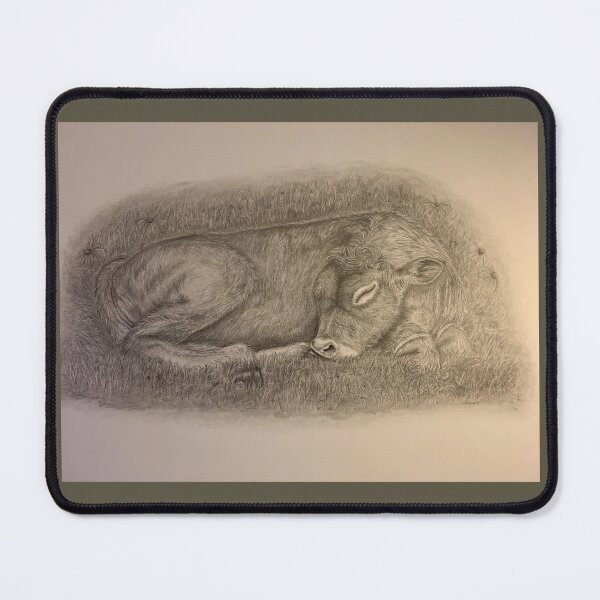 Item preview, Calf sleeping graphite drawing designed and sold by BirdsandMoreArt.