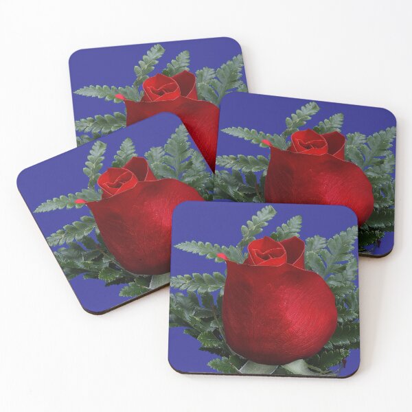 Item preview, Red Rosebud With Fern Leaves designed and sold by Armadillo222.