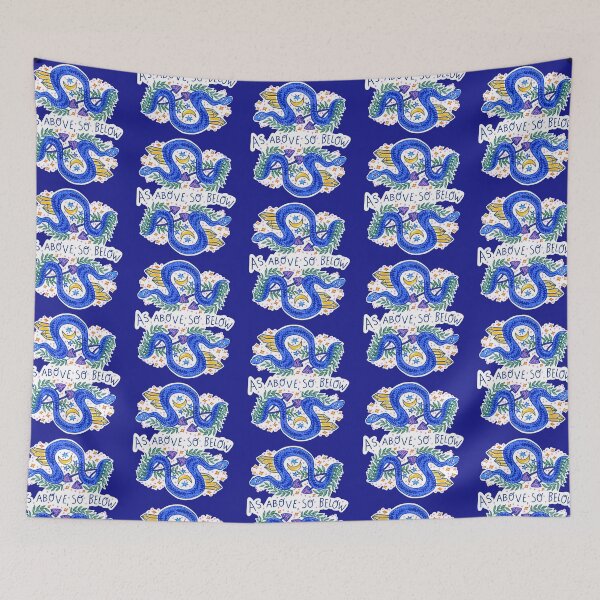 Item preview, As Above So Below: Mystical Blue Snakes & Crystals designed and sold by Lienzo Cósmico.