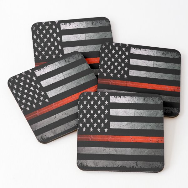 Item preview, Thin Red Line Grunge EKG American Flag designed and sold by artistwill.