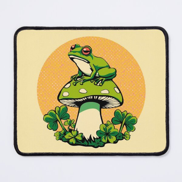Item preview, Cute Frog sitting on a Green Toadstool designed and sold by Retro-Bloom.
